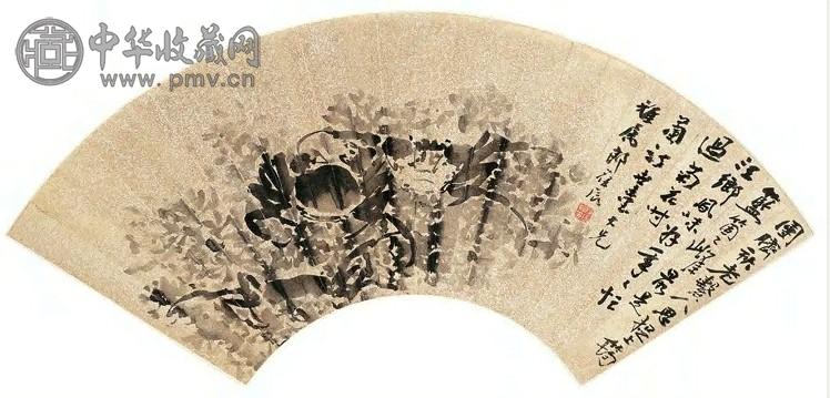 郎葆辰 江乡风味图 立轴 水墨金笺