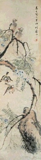 金梦石 花鸟 立轴 设色