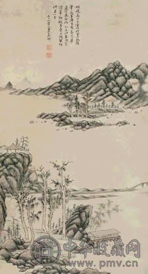 王原祁 山水(清仿) 立轴 设色纸本