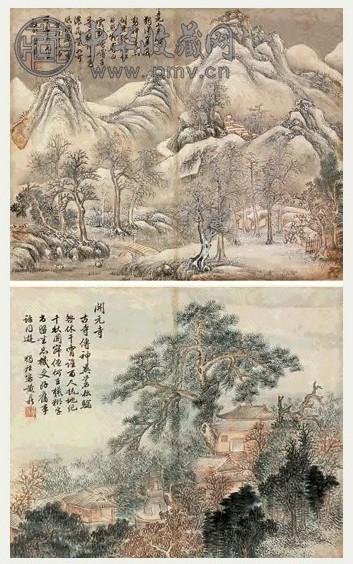 黄鼎 山水 册页(8开选2)