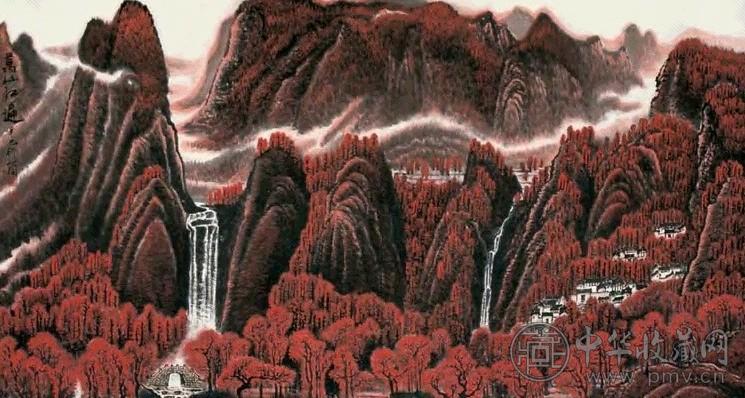 李行简 2001年作 万山红遍 镜心 设色纸本