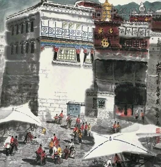 徐希 大昭寺前 立轴 设色纸本