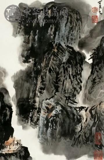 近现代 李可染 观峰图 轴