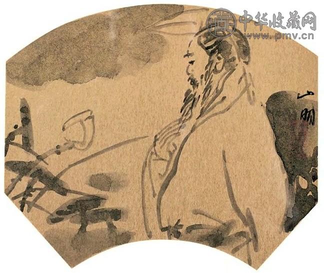 吴山明 出泥不染 镜心 墨色纸本