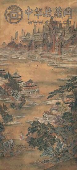 仇英(款) 仙山琼阁 立轴 设色绢本