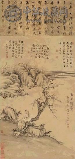 董邦达 乾隆乙丑(1745年)作 观梅诗思图 立轴 水墨纸本