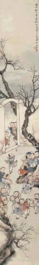 沙馥 1896年作 闹春图 立轴 设色纸本