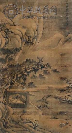 唐寅 梅花书屋图 立轴 绢本