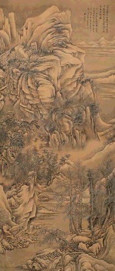 王鉴 1676年作 山水 立轴 设色绢本