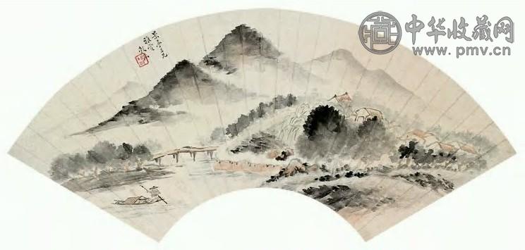 黄均 山水 扇面 设色纸本