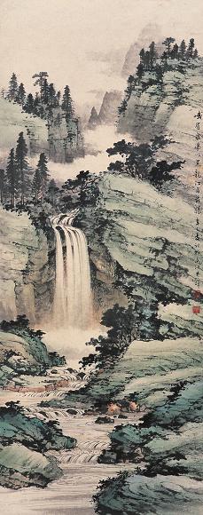 黄君璧 辛巳(1941年)作 山水 立轴 设色纸本