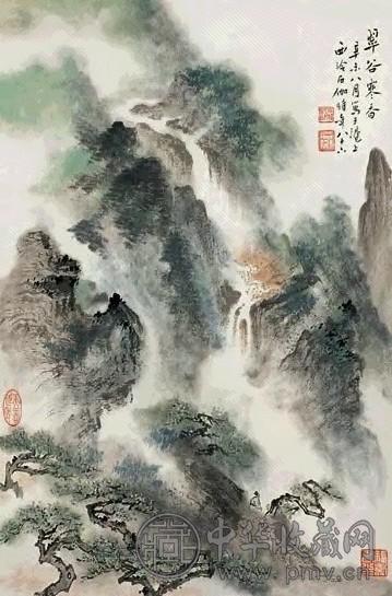 申石伽 翠谷寒香 立轴 设色纸本