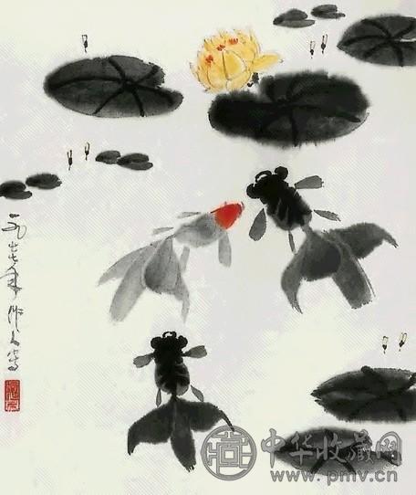 吴作人 金鱼 立轴 设色纸本