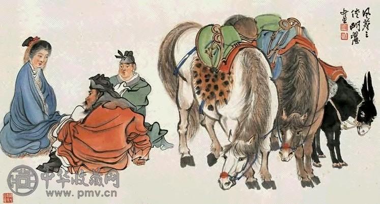 胡若思 风尘三侠 镜心 设色纸本