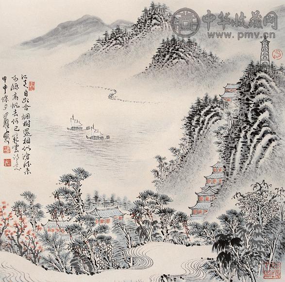 沈明权 杜甫诗意图 镜心 设色纸本