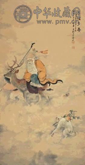 刘奎龄 1940年作 多福多寿图 立轴 设色纸本