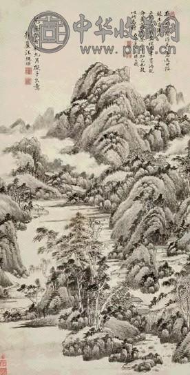 汪绳煐 癸酉(1753年)作 山水 立轴 水墨纸本