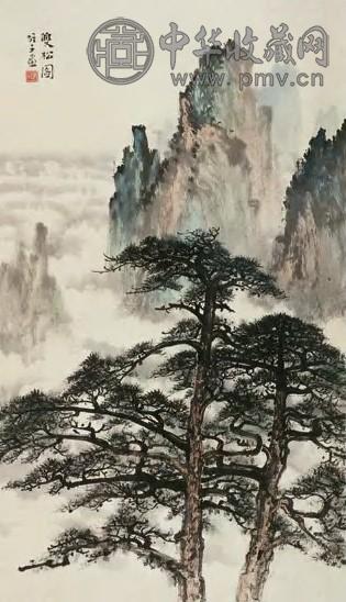 黎雄才 双松图 立轴 设色纸本