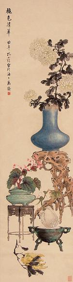 孔小瑜 秋色清华 立轴 设色纸本