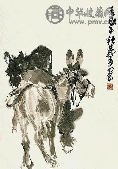 近现代 黄胄 驴 镜心