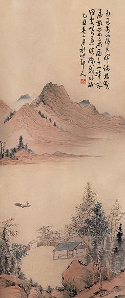 徐世昌 乙丑(1925年)作 秋江泛舟 立轴 设色纸本