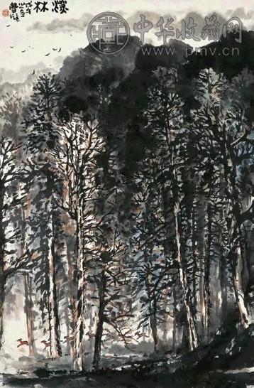 林丰俗 戊午(1978)年作 深林 立轴 设色纸本