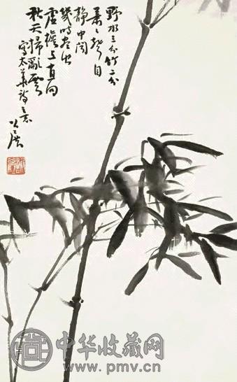 谢公展 萧萧野竹图 立轴 水墨纸本