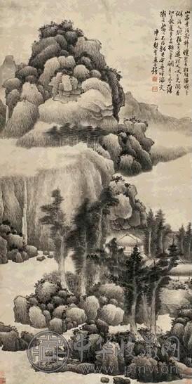 龚贤 林岳烟树图 轴 纸本水墨