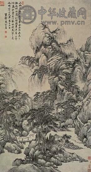 张宗苍 雍正元年(1723年)作 松岩仙馆图 立轴 淡设色纸本