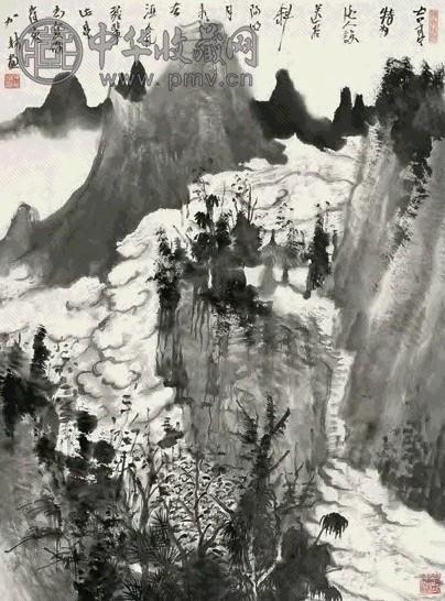 何加林 斜阳明月 镜心 墨色纸本