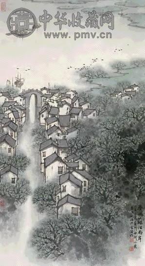 宋文治 乙丑(1985年)作 春风又绿江南岸 立轴 设色纸本