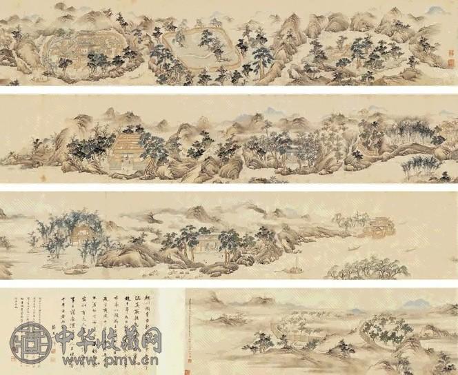 文伯仁 乙卯(1555年)作 辋川图 手卷 设色纸本