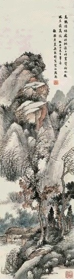 吴穀祥 拟沈周山水 立轴 设色纸本