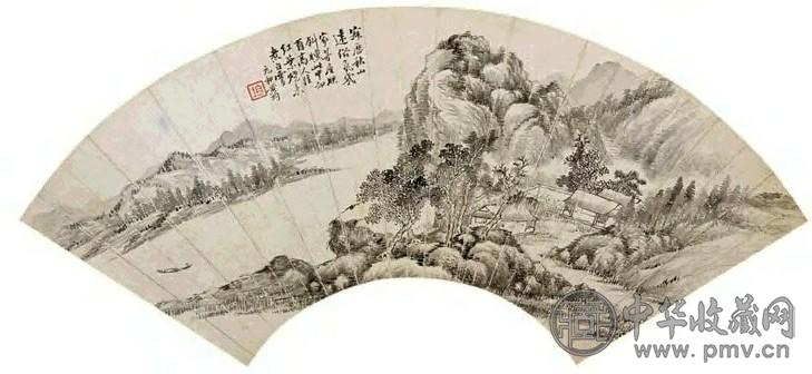 黄均 山居图 扇面 水墨纸本