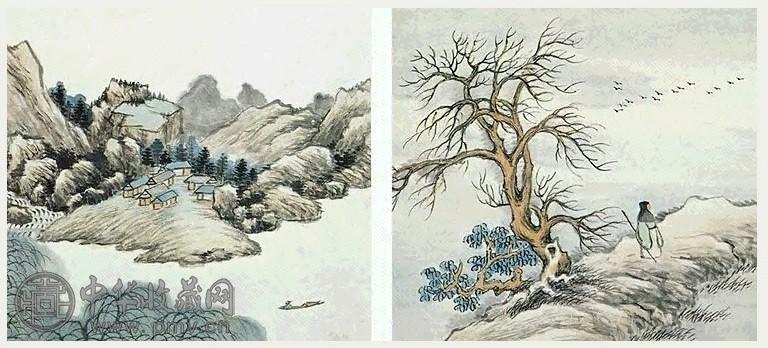 近代 顾麟士 山水(8开选2) 册页