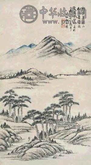 何维朴 山水 立轴 设色纸本