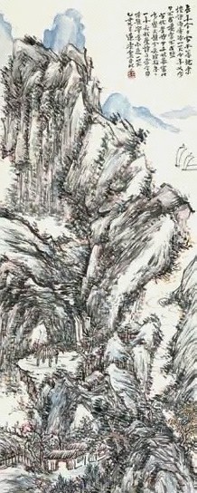 姚华 山水 立轴 设色