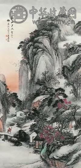 吴石仙 癸丑(1853年)作 秋山夕照 立轴 设色纸本