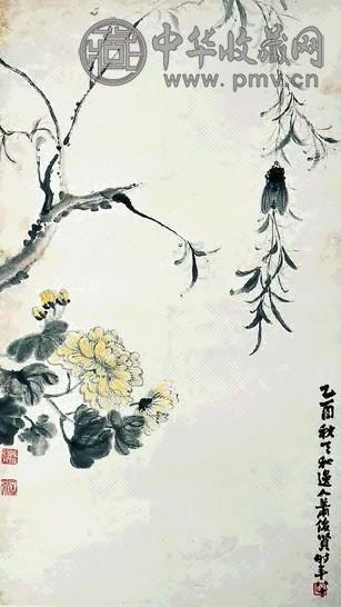 萧俊贤 花卉 立轴 设色纸本