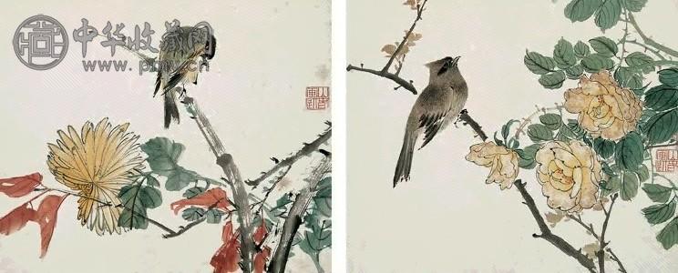 清 沙馥 花鸟 册页(12开选2)