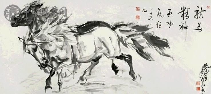 黄胄 1988年作 龙马精神 镜心 纸本水墨