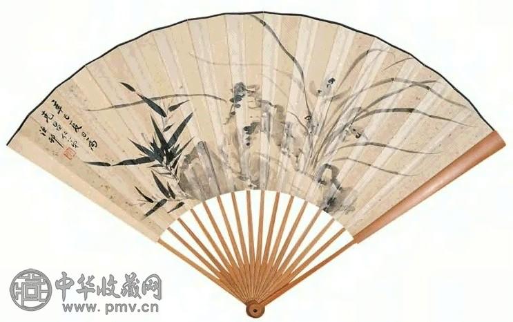 吴华源 1941年作 兰竹图 扇面 水墨纸本