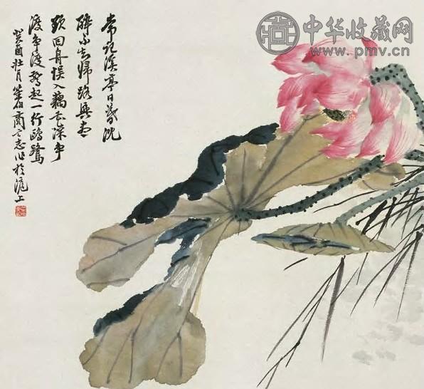 商笙伯 1933年作 消夏图 立轴 设色纸本