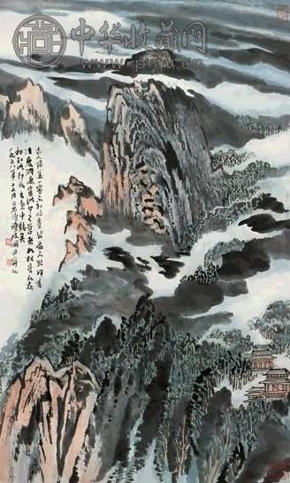 陆俨少 1978年作 深山古寺图 立轴 设色纸本