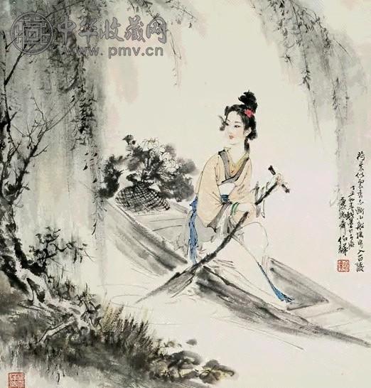 白伯骅 丁丑(1997年)作 柳塘采莲 立轴 设色纸本