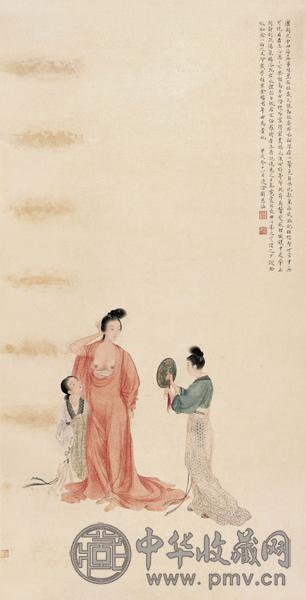 刘凌沧 贵妃出浴图 设色纸本