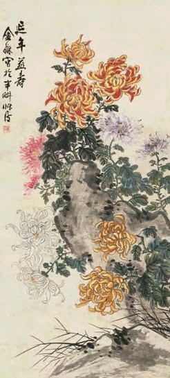 金梦石 延年益寿 立轴 设色纸本