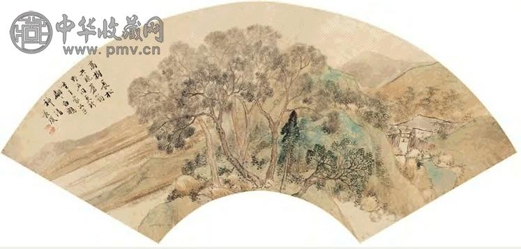 范玑 山水 扇面 设色纸本