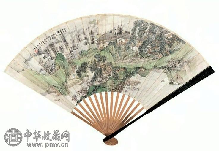 吴一峰 1993年作 山水 成扇 设色纸本