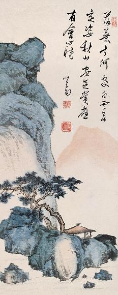 溥儒 秋山白云图 立轴 设色纸本